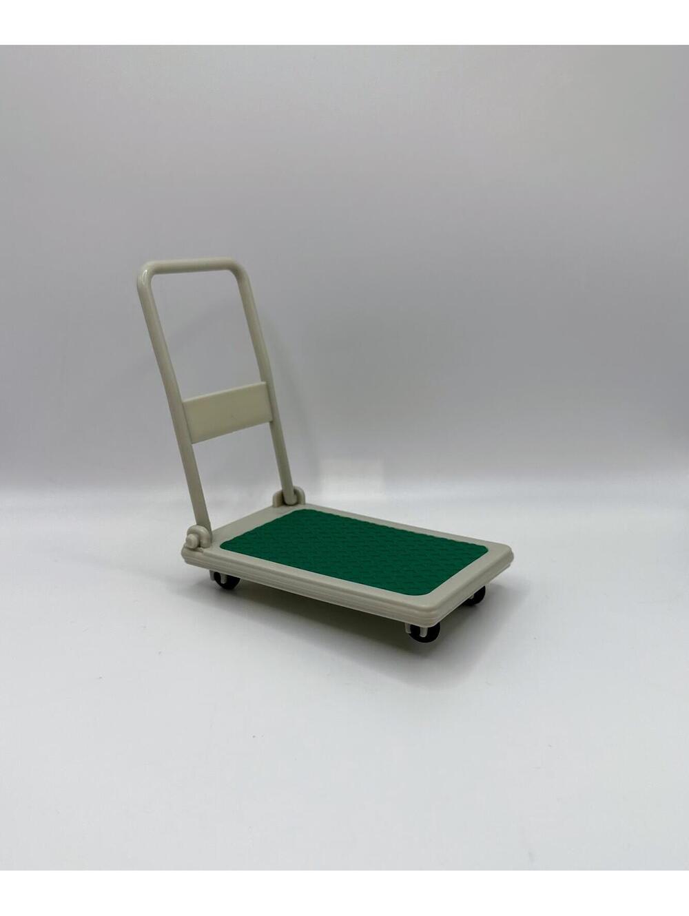 1:12 Scale Mini Platform Cart Dolly with Folding Handle Green Pad Miniature